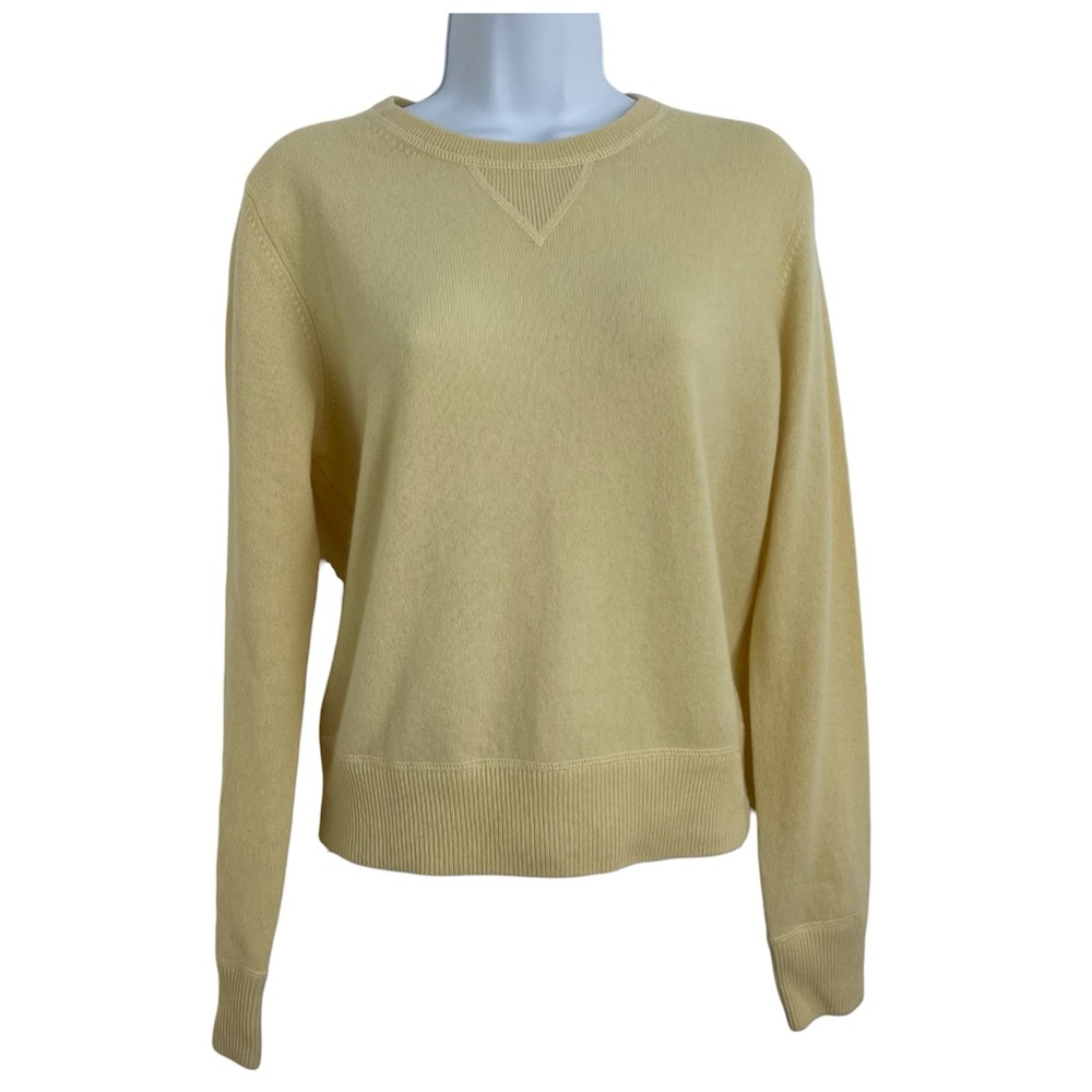 Valerie Stevens Sweater 2 Ply 100% Cashmere Cream Yellow Crew Neck Sz S Women